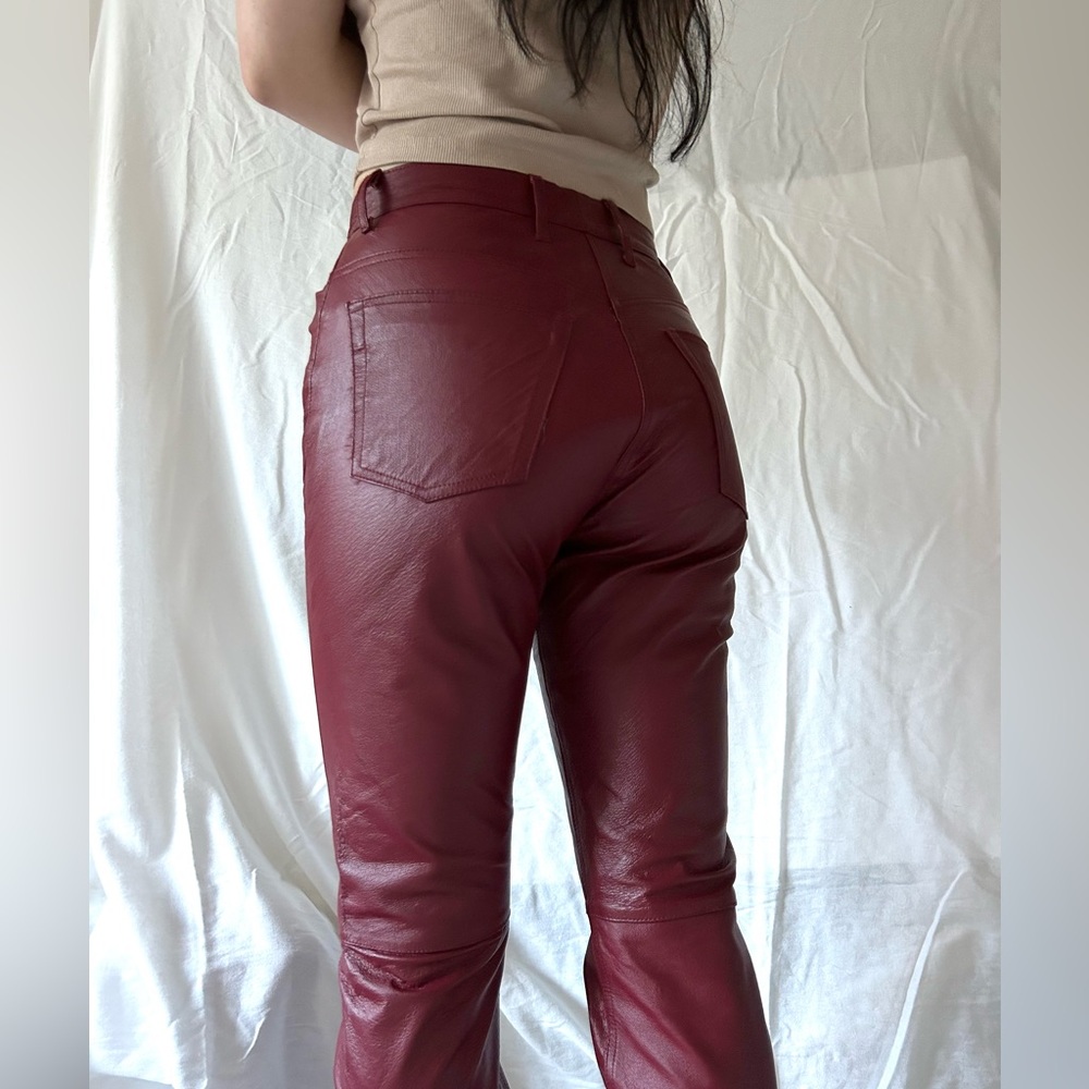 Red Leather Vintage Pants